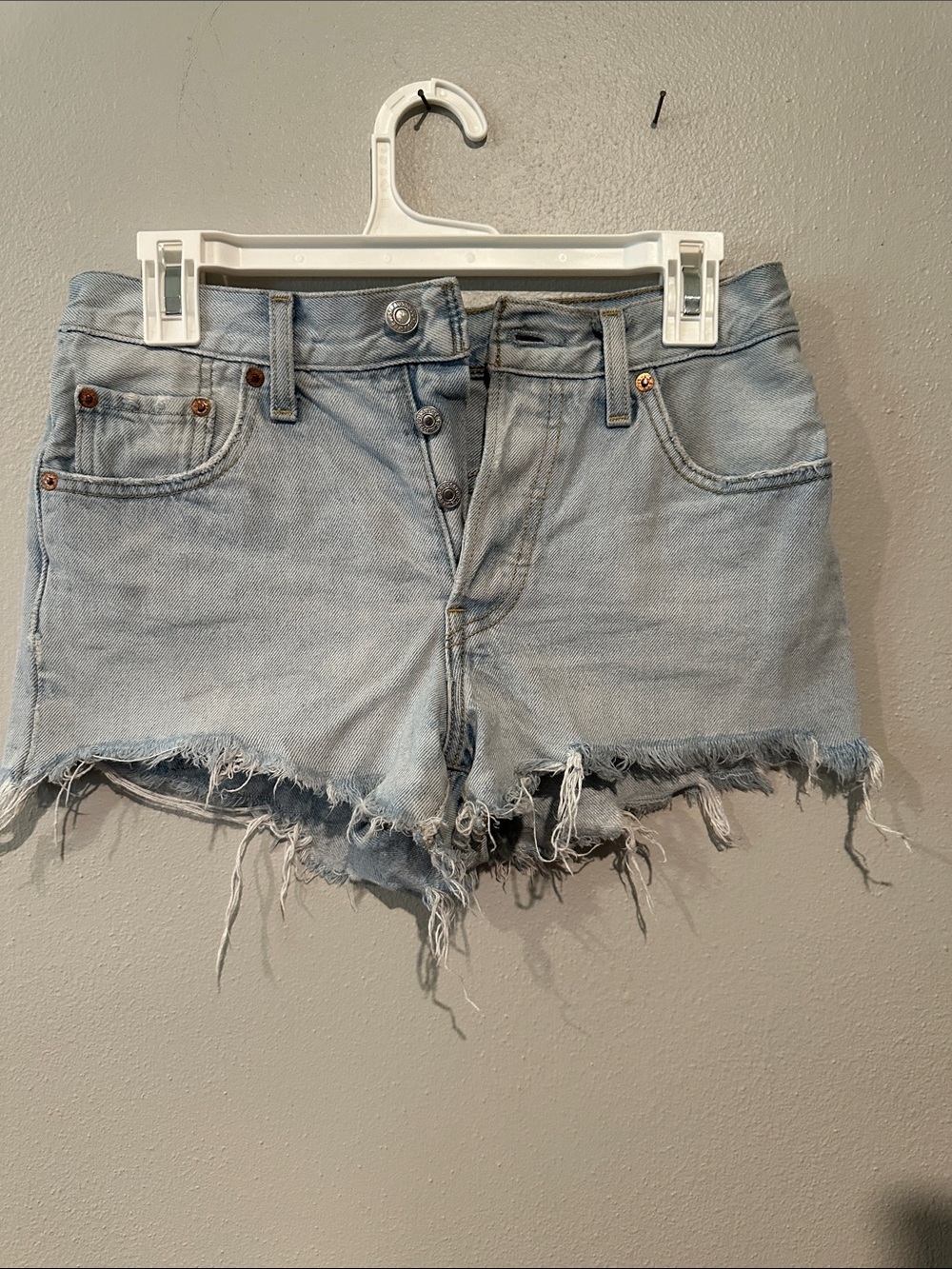 Levi's Light Wash Distressed Denim Cutoff Shorts